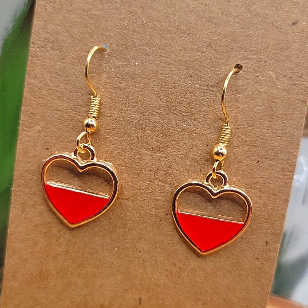 2/$10 red enamel charm earrings